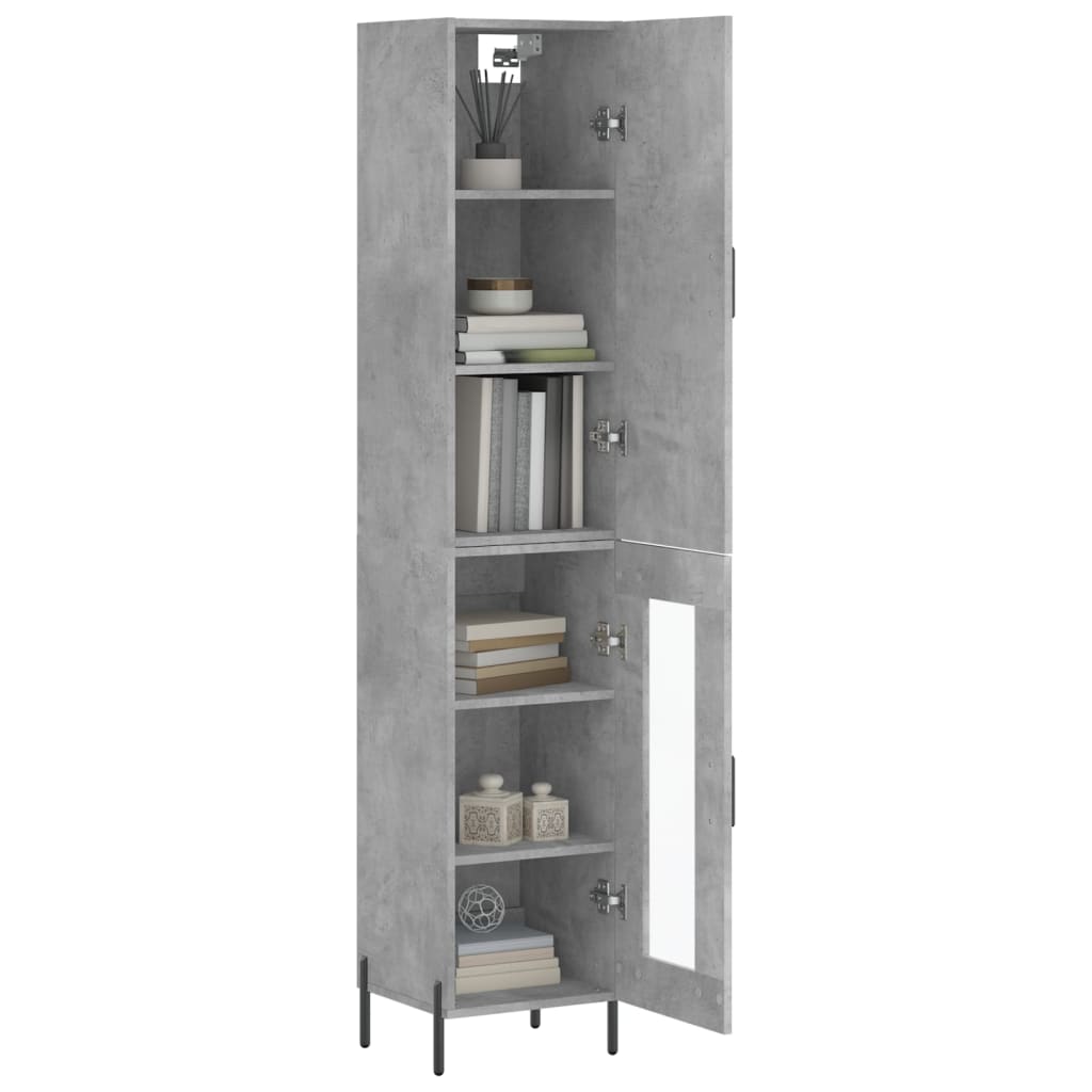 Hoge kast 34,5x34x180 cm bewerkt hout betongrijs