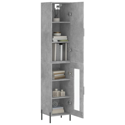 Hoge kast 34,5x34x180 cm bewerkt hout betongrijs