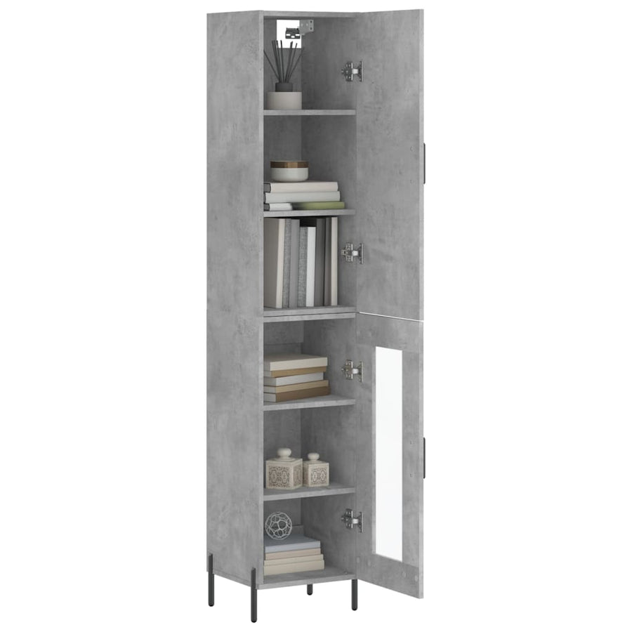 Hoge kast 34,5x34x180 cm bewerkt hout betongrijs