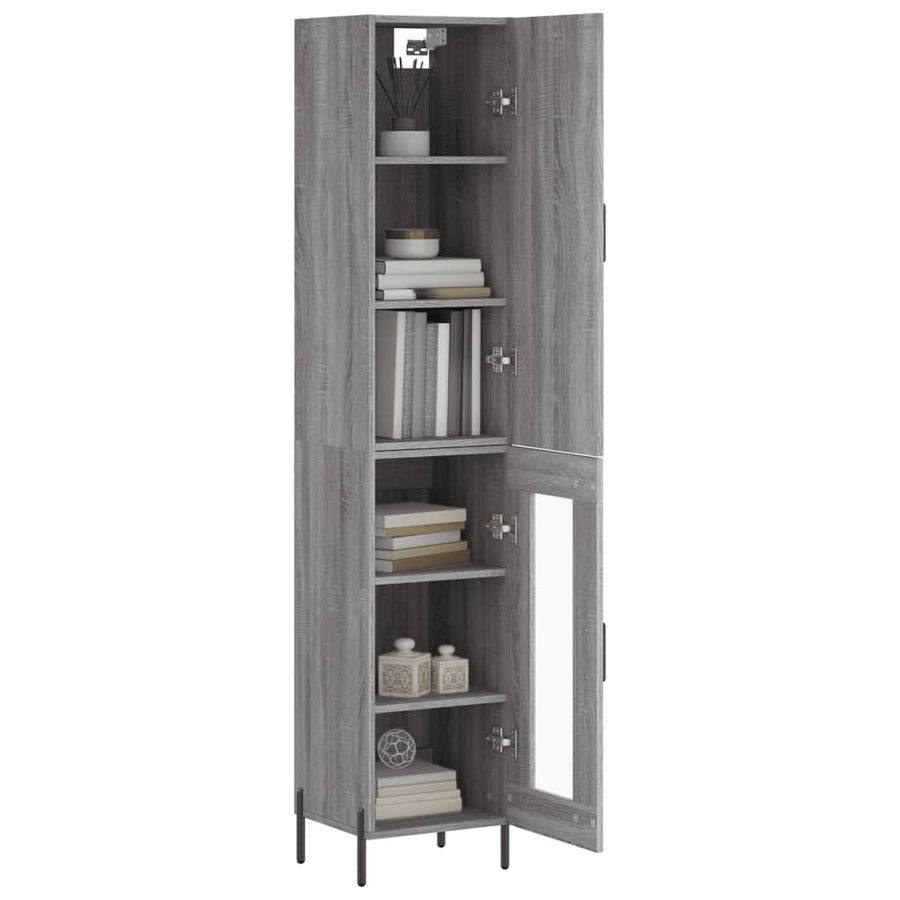 Hoge Kast 34,5X34X180 Cm Bewerkt Hout Grijs Sonoma Eikenkleurig