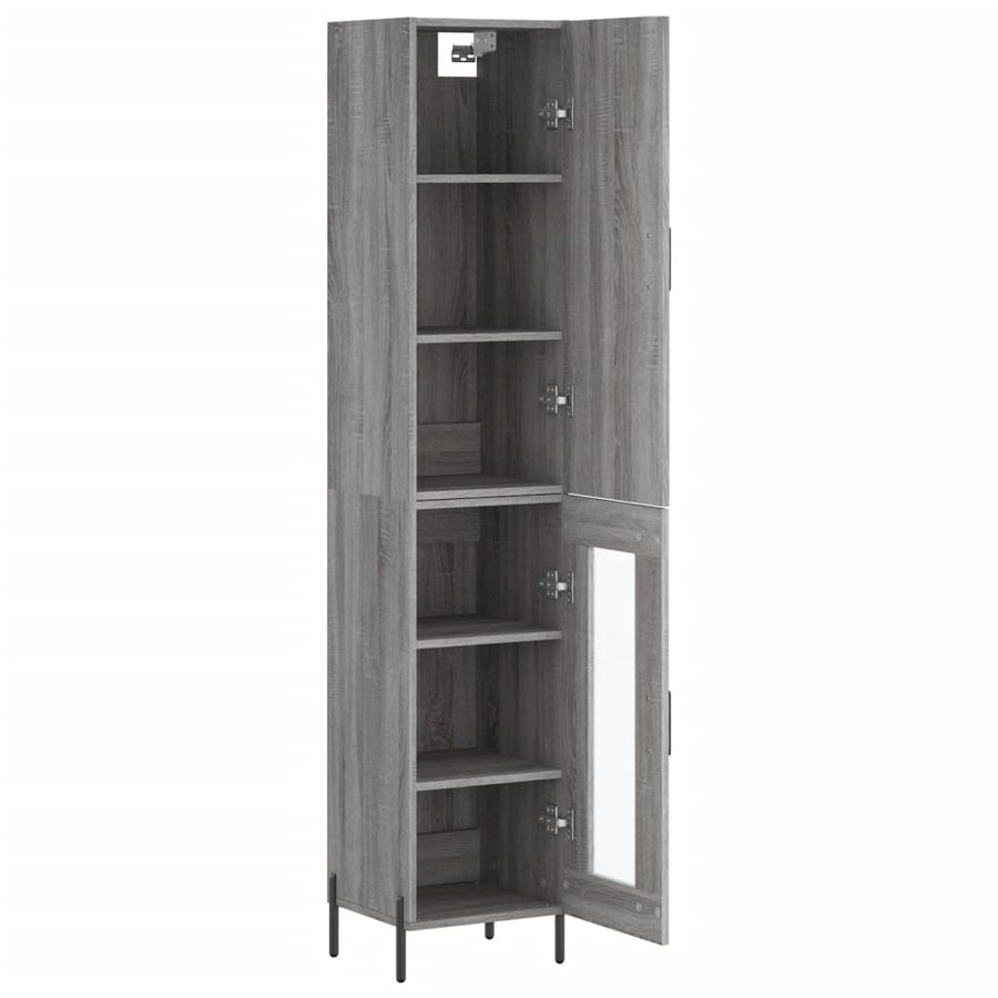 Hoge Kast 34,5X34X180 Cm Bewerkt Hout Grijs Sonoma Eikenkleurig
