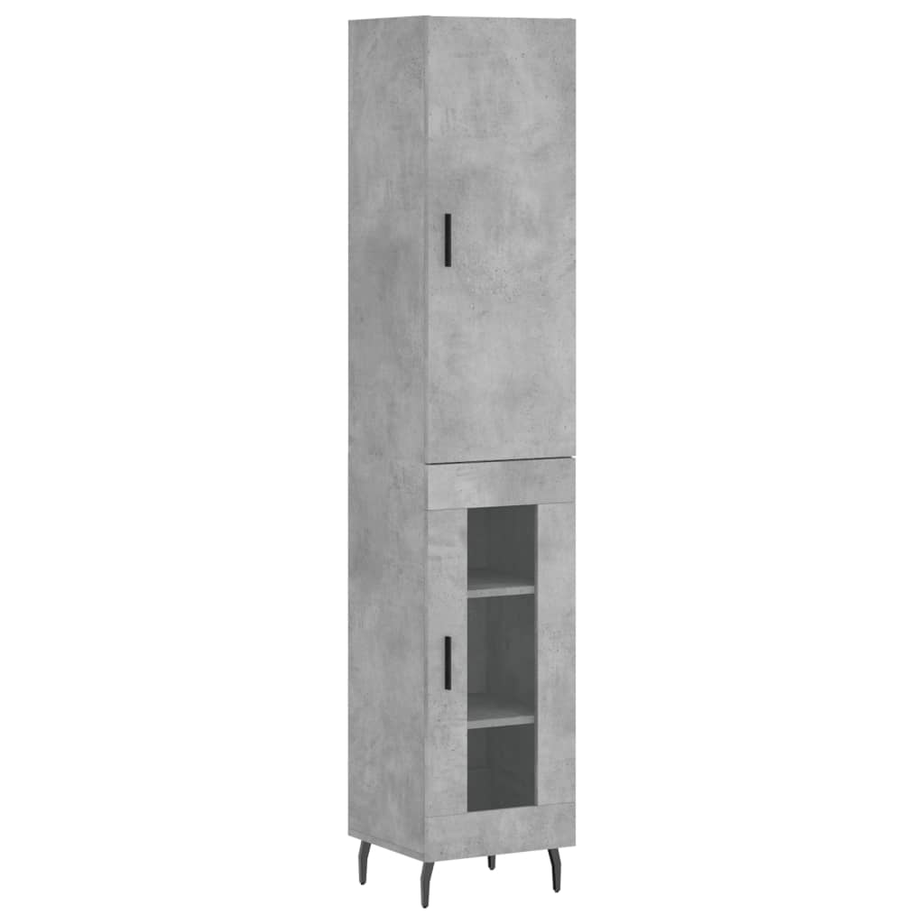 Hoge Kast 34,5X34X180 Cm Bewerkt Hout Betongrijs