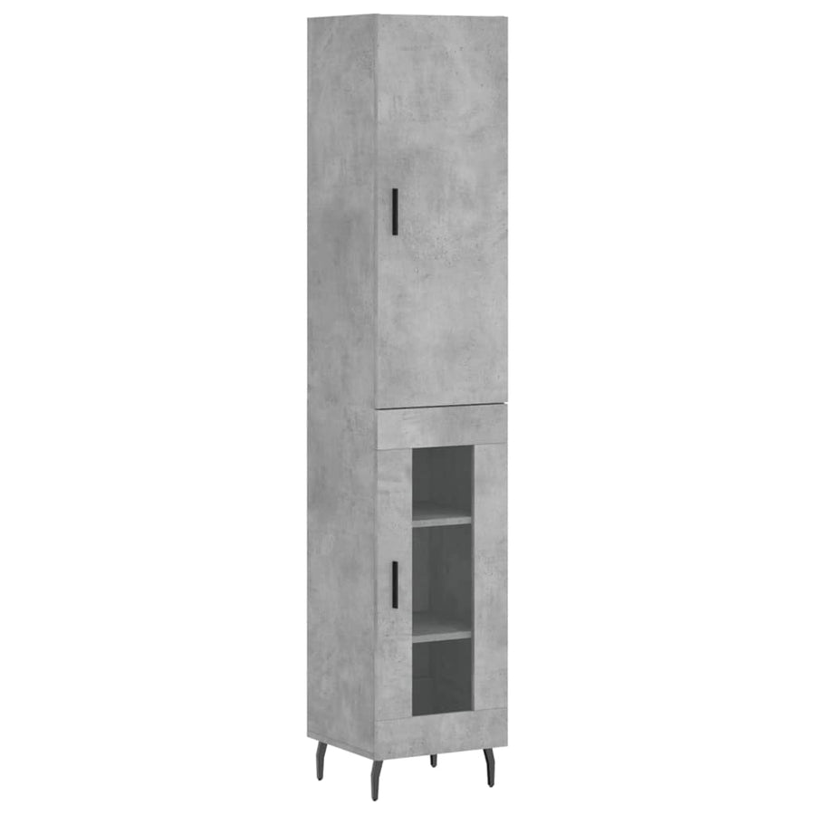 Hoge Kast 34,5X34X180 Cm Bewerkt Hout Betongrijs
