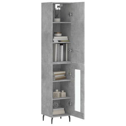 Hoge Kast 34,5X34X180 Cm Bewerkt Hout Betongrijs