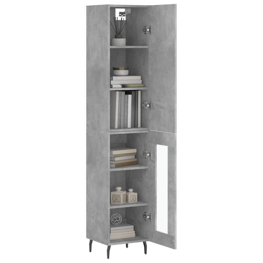 Hoge Kast 34,5X34X180 Cm Bewerkt Hout Betongrijs