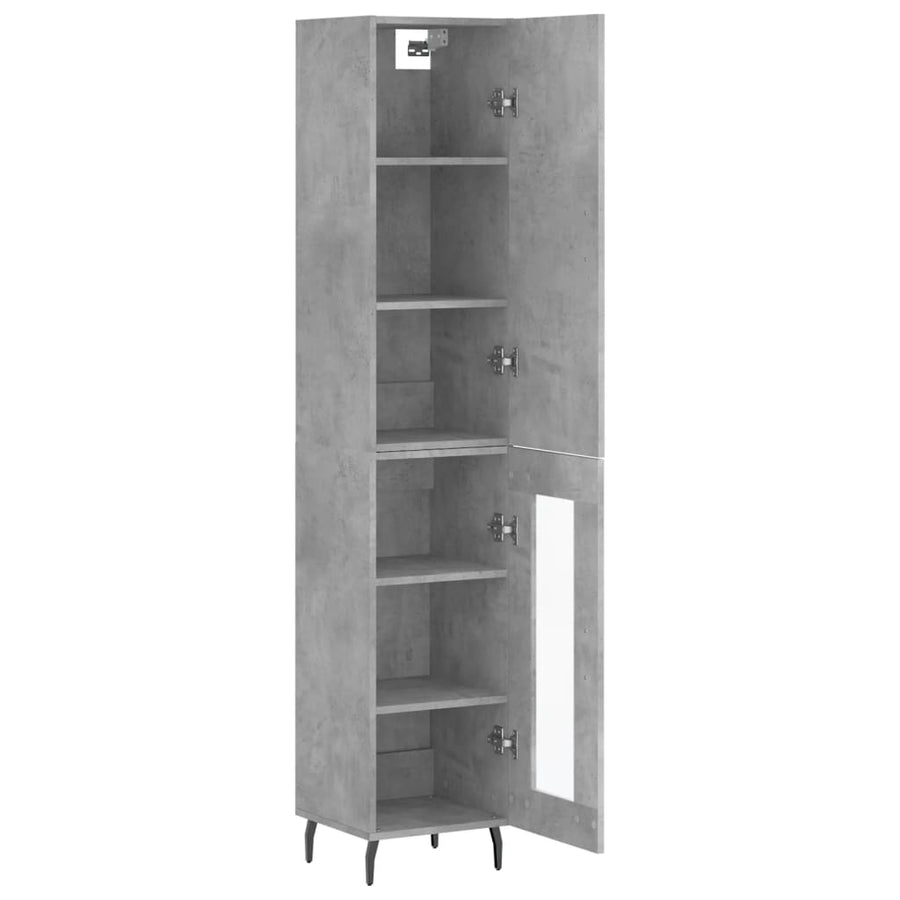 Hoge Kast 34,5X34X180 Cm Bewerkt Hout Betongrijs