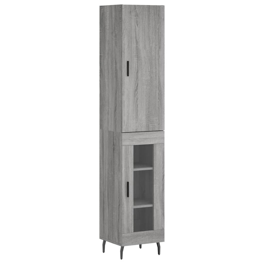 Hoge Kast 34,5X34X180 Cm Bewerkt Hout Grijs Sonoma Eikenkleurig