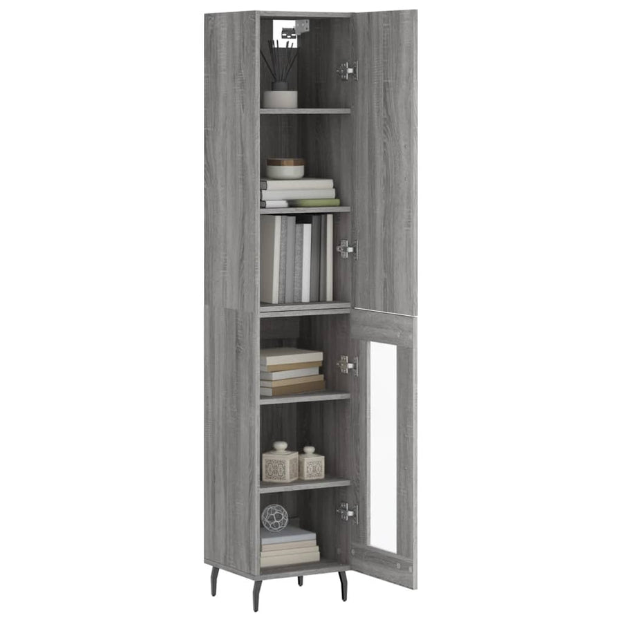 Hoge Kast 34,5X34X180 Cm Bewerkt Hout Grijs Sonoma Eikenkleurig
