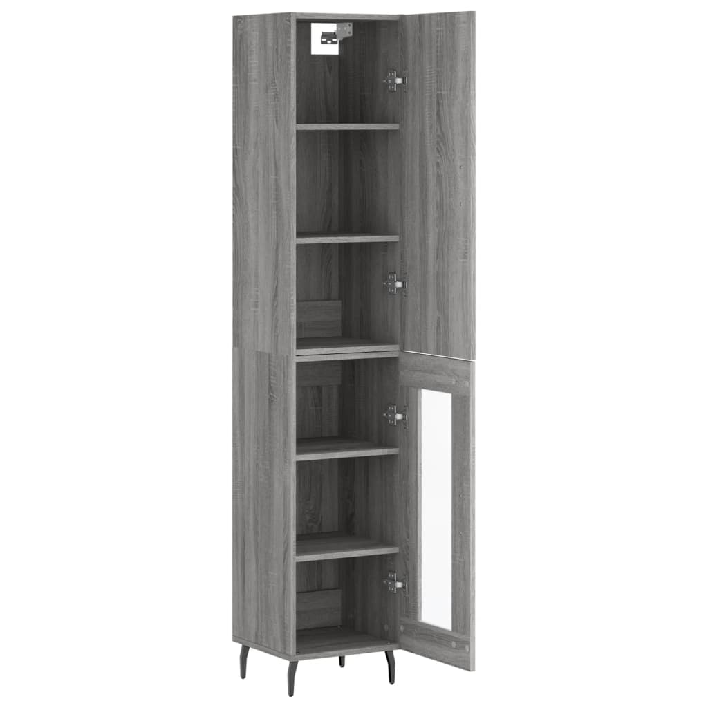 Hoge Kast 34,5X34X180 Cm Bewerkt Hout Grijs Sonoma Eikenkleurig