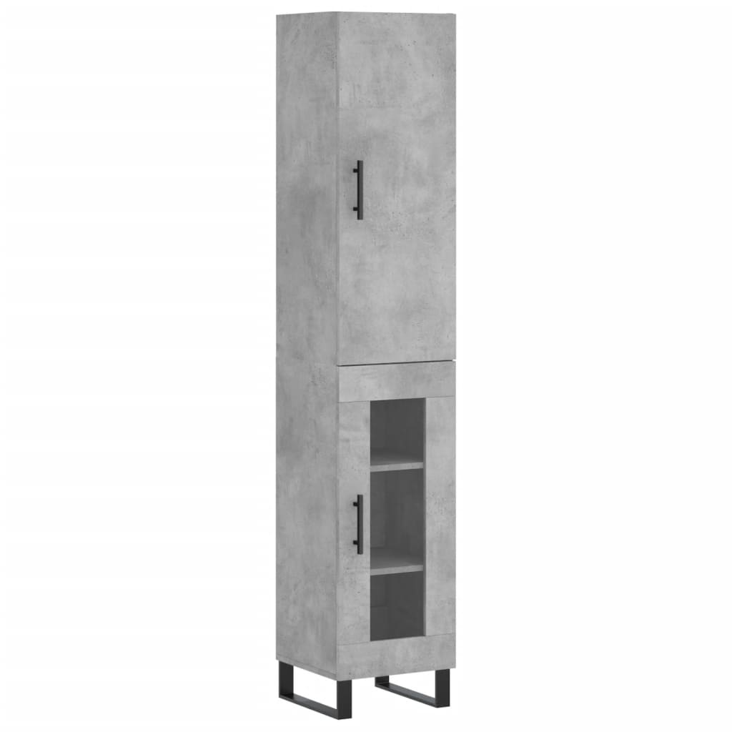 Hoge Kast 34,5X34X180 Cm Bewerkt Hout Betongrijs