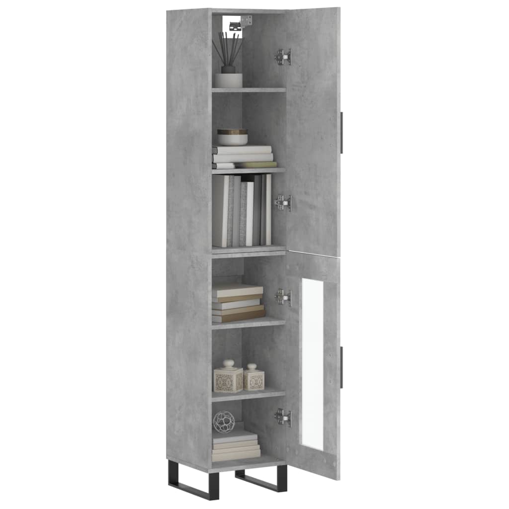 Hoge Kast 34,5X34X180 Cm Bewerkt Hout Betongrijs