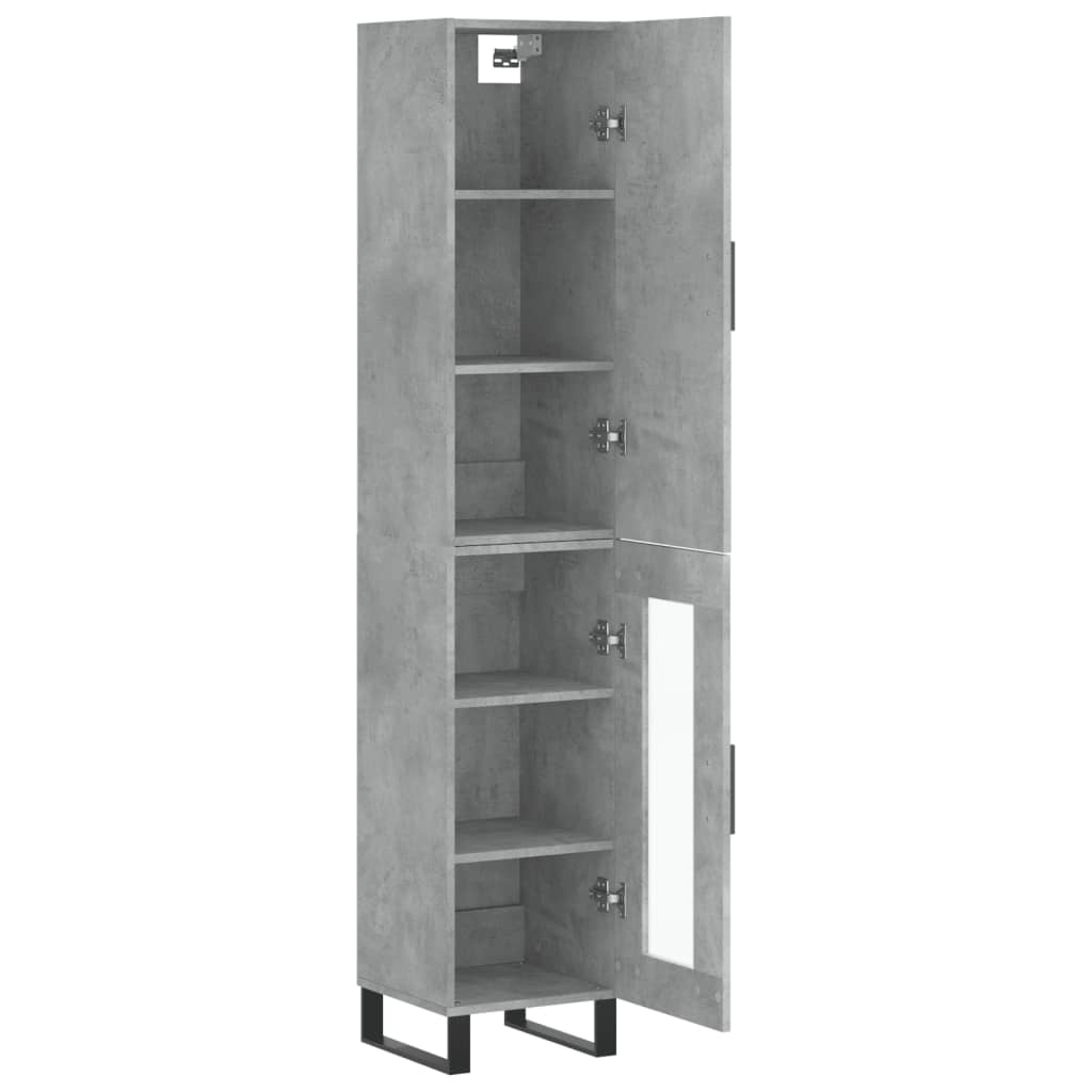 Hoge Kast 34,5X34X180 Cm Bewerkt Hout Betongrijs