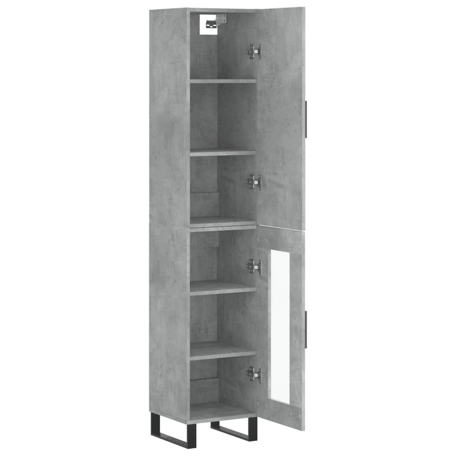 Hoge Kast 34,5X34X180 Cm Bewerkt Hout Betongrijs