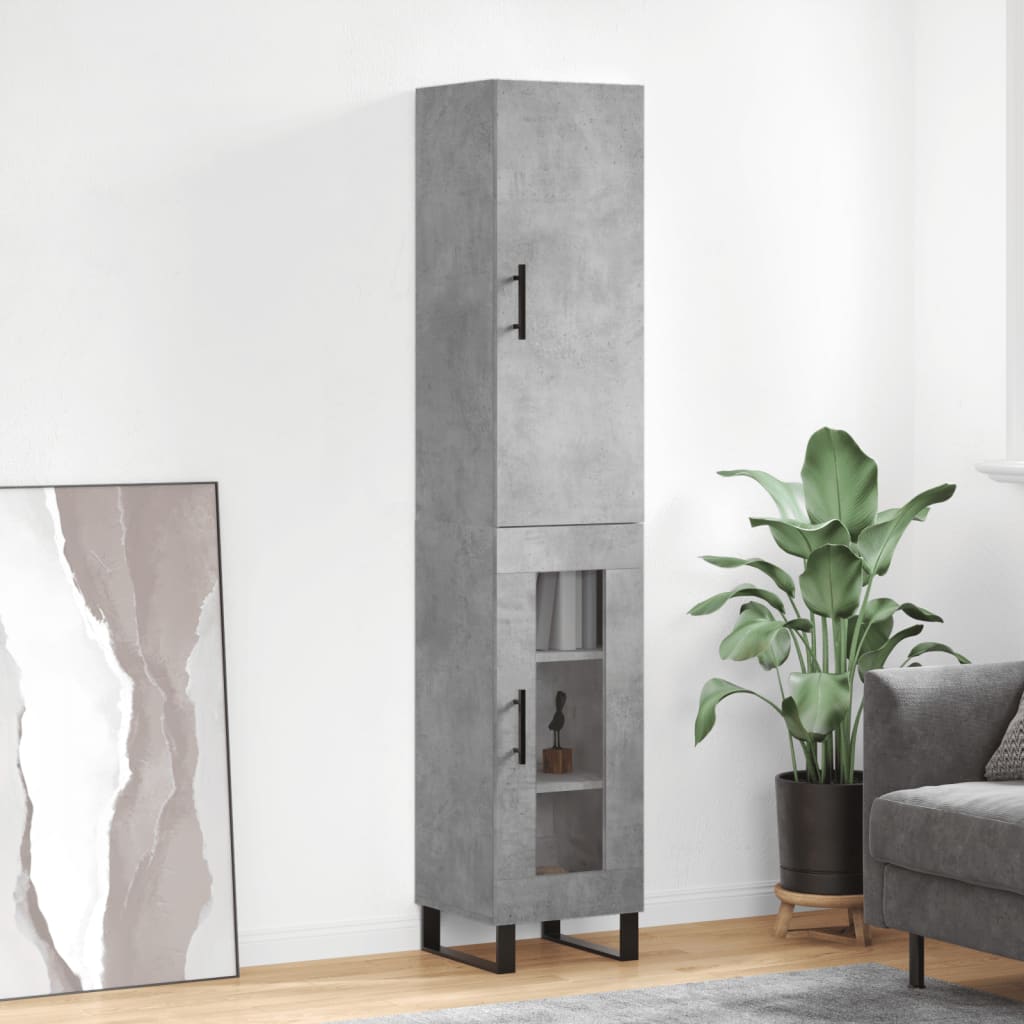 Hoge Kast 34,5X34X180 Cm Bewerkt Hout Betongrijs
