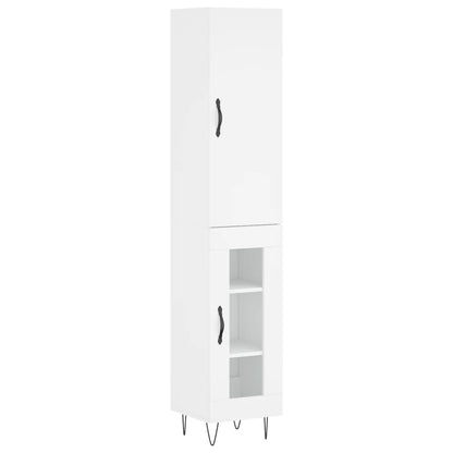 Hoge kast 34,5x34x180 cm bewerkt hout wit