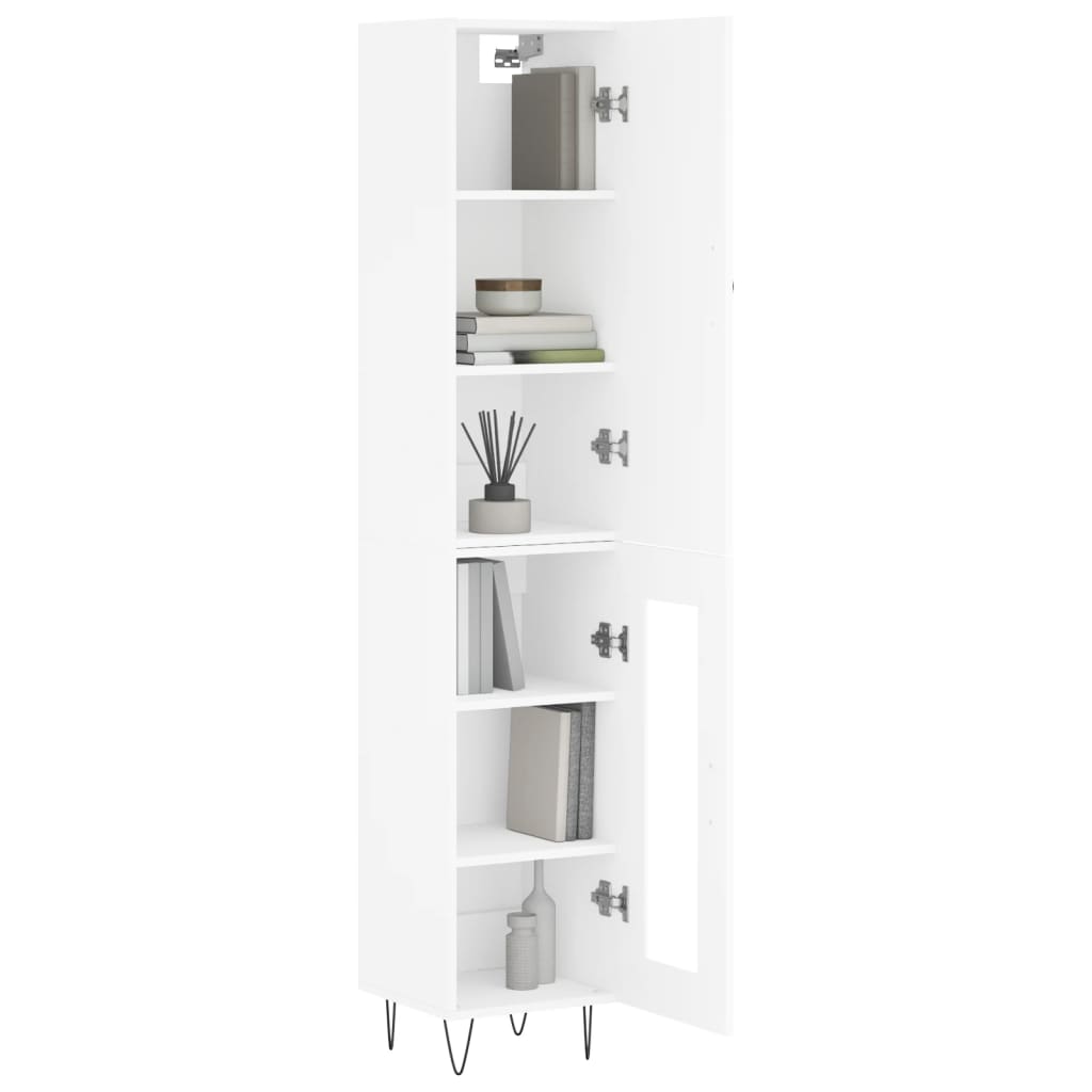 Hoge kast 34,5x34x180 cm bewerkt hout wit