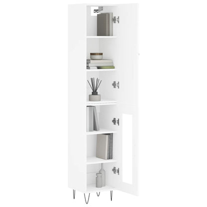 Hoge kast 34,5x34x180 cm bewerkt hout wit