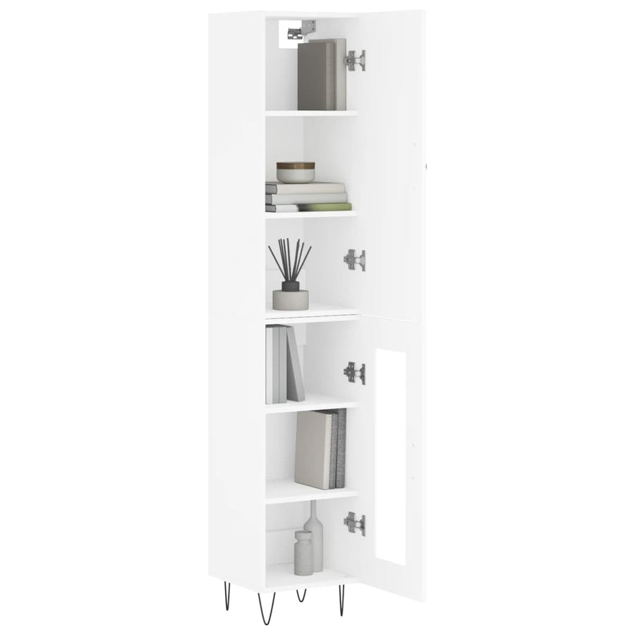 Hoge kast 34,5x34x180 cm bewerkt hout wit