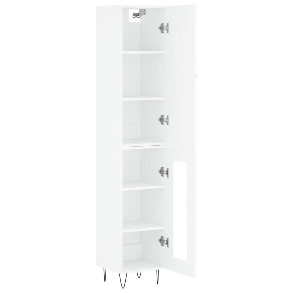 Hoge kast 34,5x34x180 cm bewerkt hout wit
