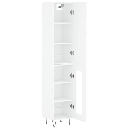 Hoge kast 34,5x34x180 cm bewerkt hout wit