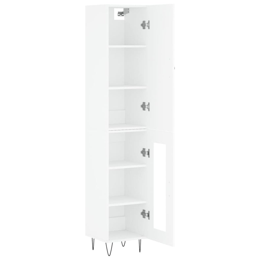 Hoge kast 34,5x34x180 cm bewerkt hout wit