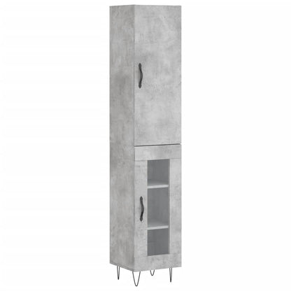 Hoge Kast 34,5X34X180 Cm Bewerkt Hout Betongrijs