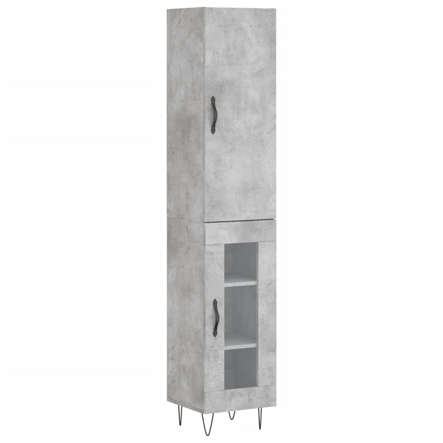 Hoge Kast 34,5X34X180 Cm Bewerkt Hout Betongrijs