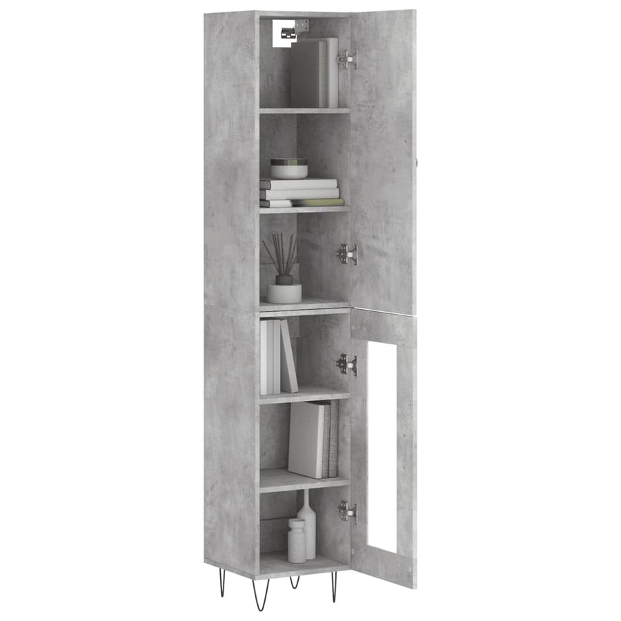 Hoge Kast 34,5X34X180 Cm Bewerkt Hout Betongrijs