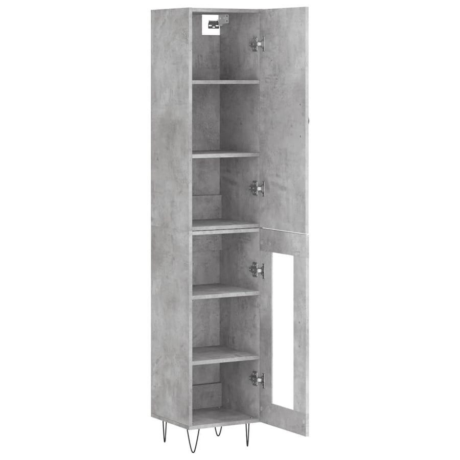 Hoge Kast 34,5X34X180 Cm Bewerkt Hout Betongrijs