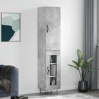 Hoge kast 34,5x34x180 cm bewerkt hout betongrijs
