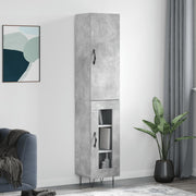 Hoge kast 34,5x34x180 cm bewerkt hout betongrijs