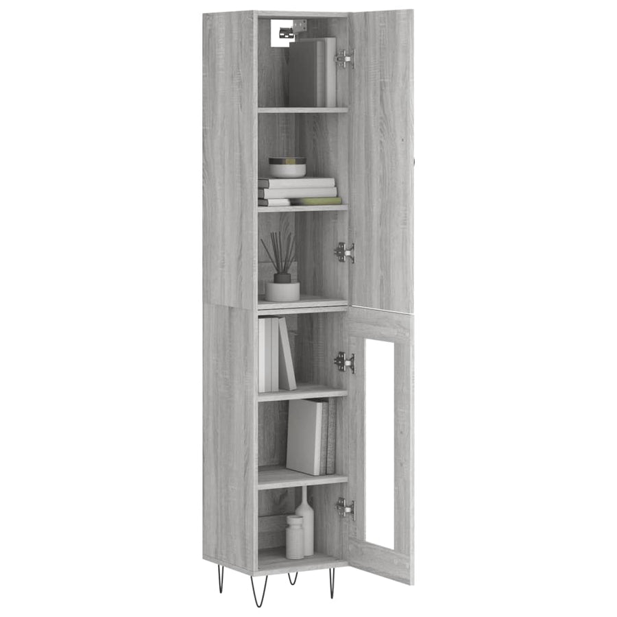 Hoge Kast 34,5X34X180 Cm Bewerkt Hout Grijs Sonoma Eikenkleurig