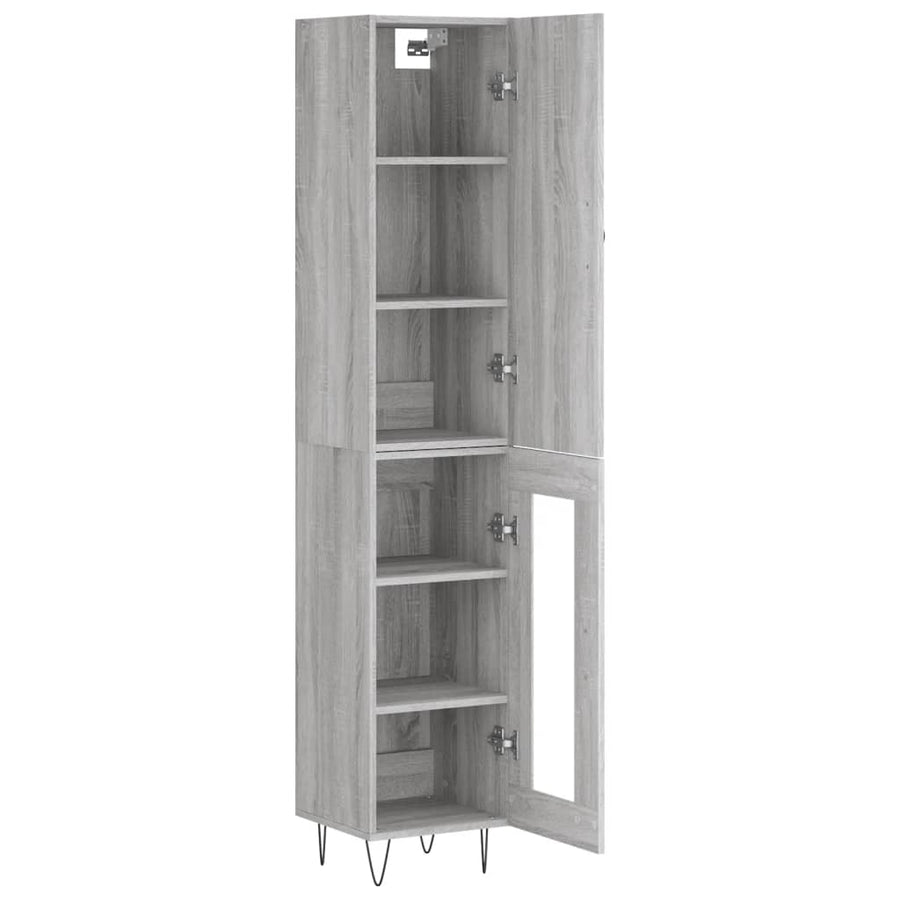 Hoge Kast 34,5X34X180 Cm Bewerkt Hout Grijs Sonoma Eikenkleurig