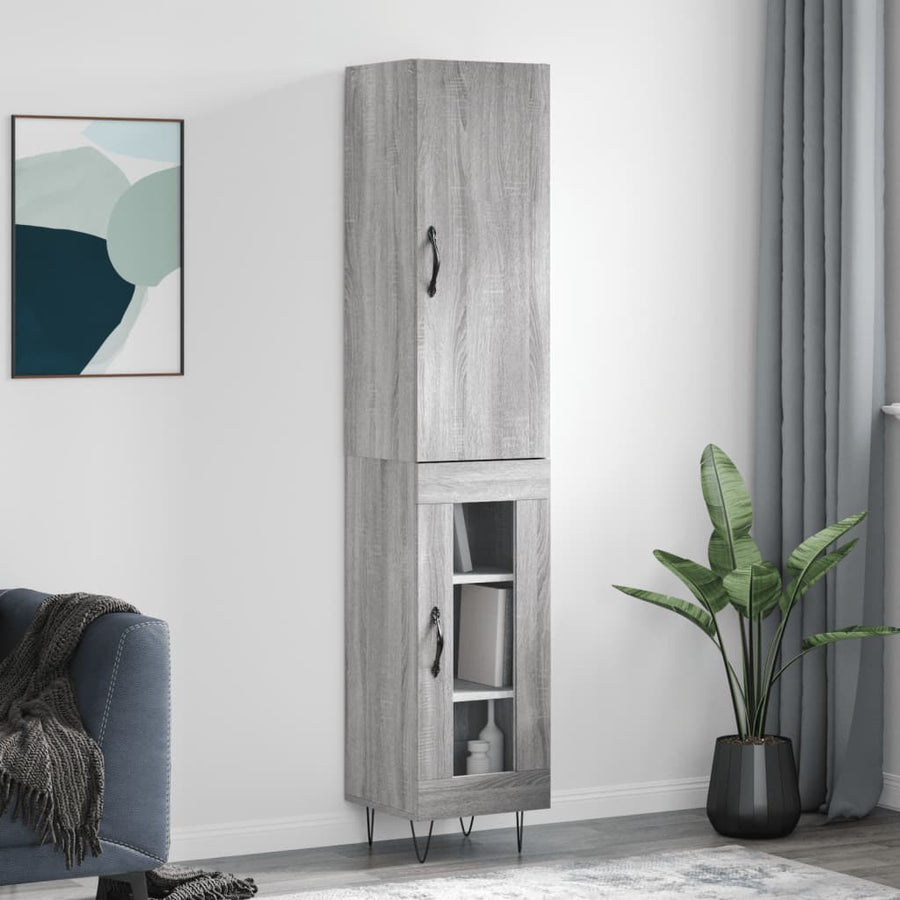 Hoge Kast 34,5X34X180 Cm Bewerkt Hout Grijs Sonoma Eikenkleurig