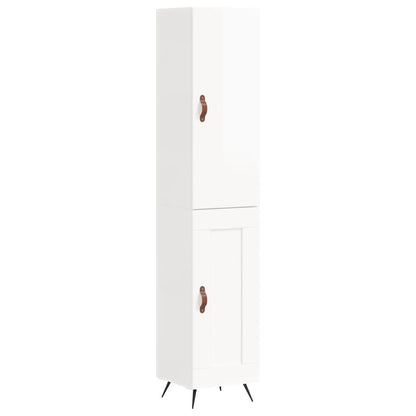 Hoge Kast 34,5X34X180 Cm Bewerkt Hout Hoogglans Wit