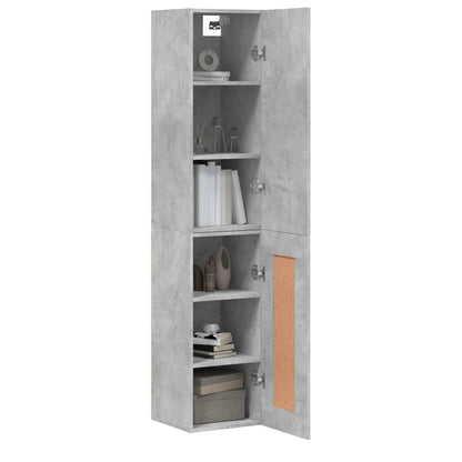 Hoge Kast 34,5X34X180 Cm Bewerkt Hout Betongrijs