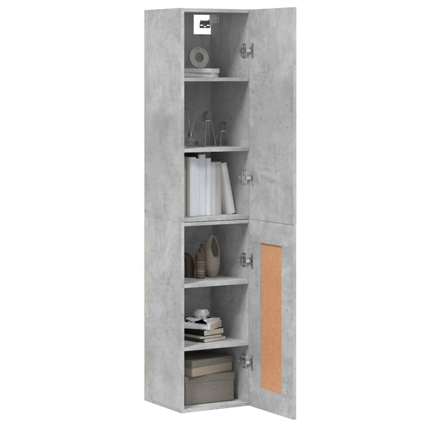 Hoge Kast 34,5X34X180 Cm Bewerkt Hout Betongrijs