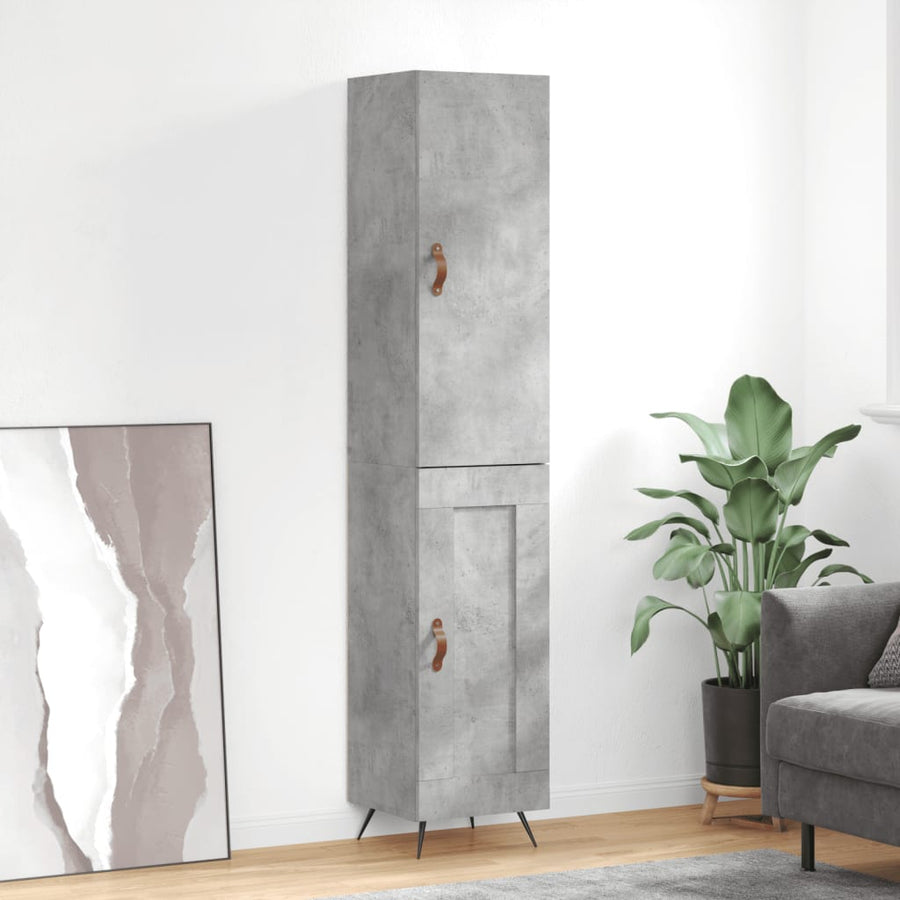 Hoge Kast 34,5X34X180 Cm Bewerkt Hout Betongrijs