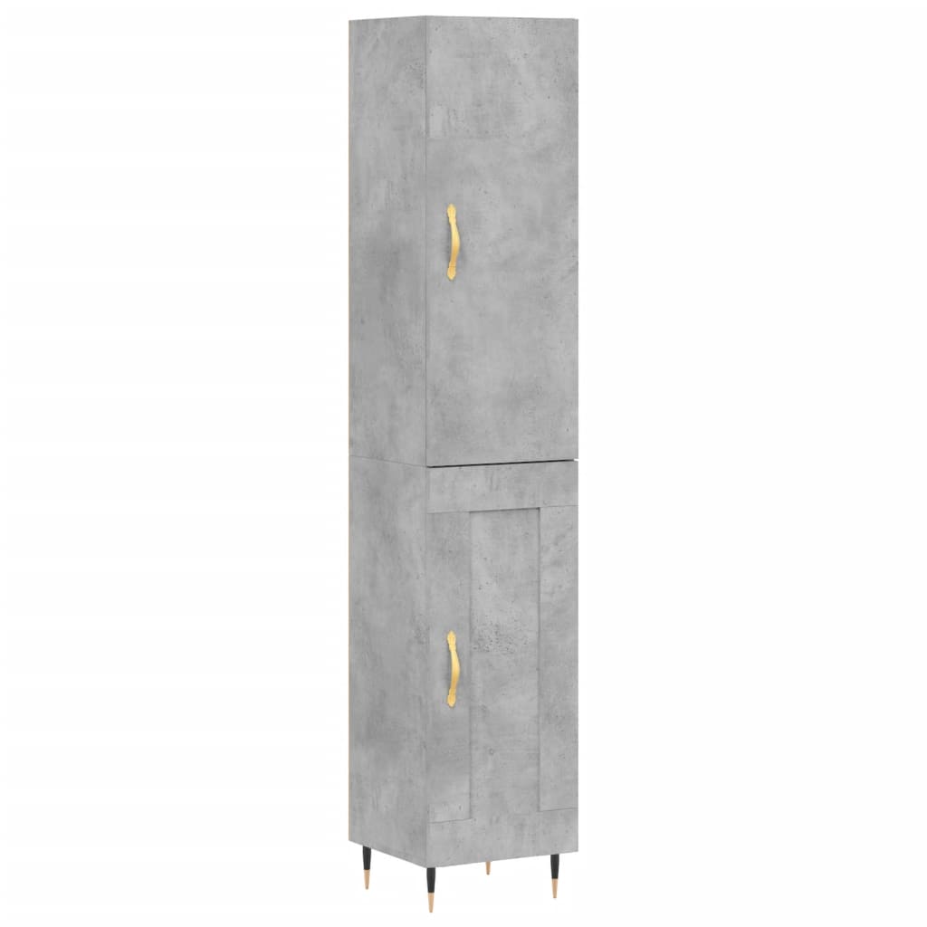Hoge Kast 34,5X34X180 Cm Bewerkt Hout Betongrijs