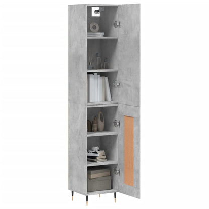 Hoge Kast 34,5X34X180 Cm Bewerkt Hout Betongrijs