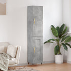 Hoge kast 34,5x34x180 cm bewerkt hout betongrijs