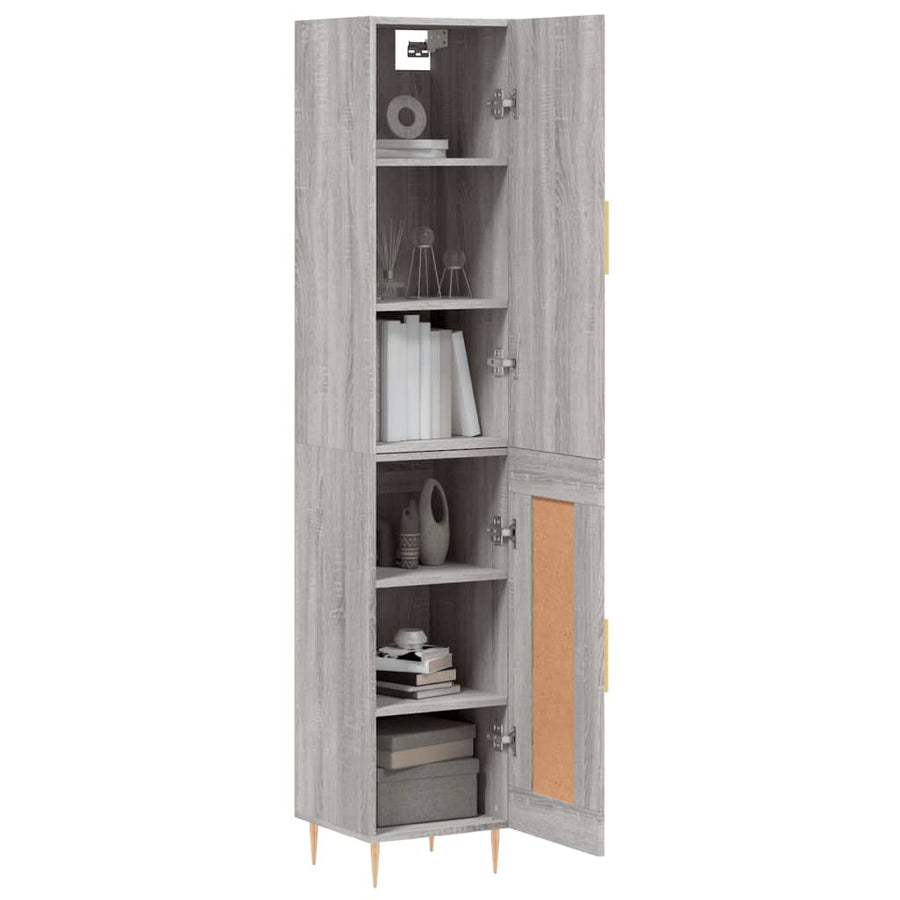 Hoge Kast 34,5X34X180 Cm Bewerkt Hout Grijs Sonoma Eikenkleurig