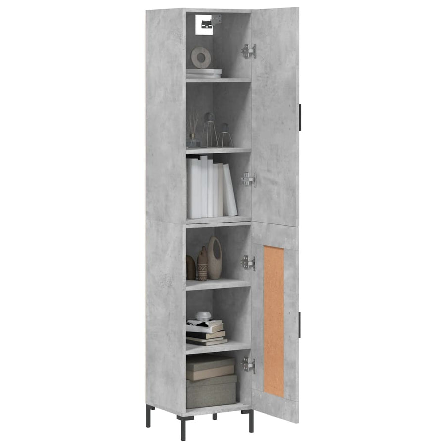 Hoge Kast 34,5X34X180 Cm Bewerkt Hout Betongrijs