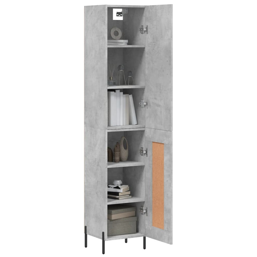 Hoge Kast 34,5X34X180 Cm Bewerkt Hout Betongrijs