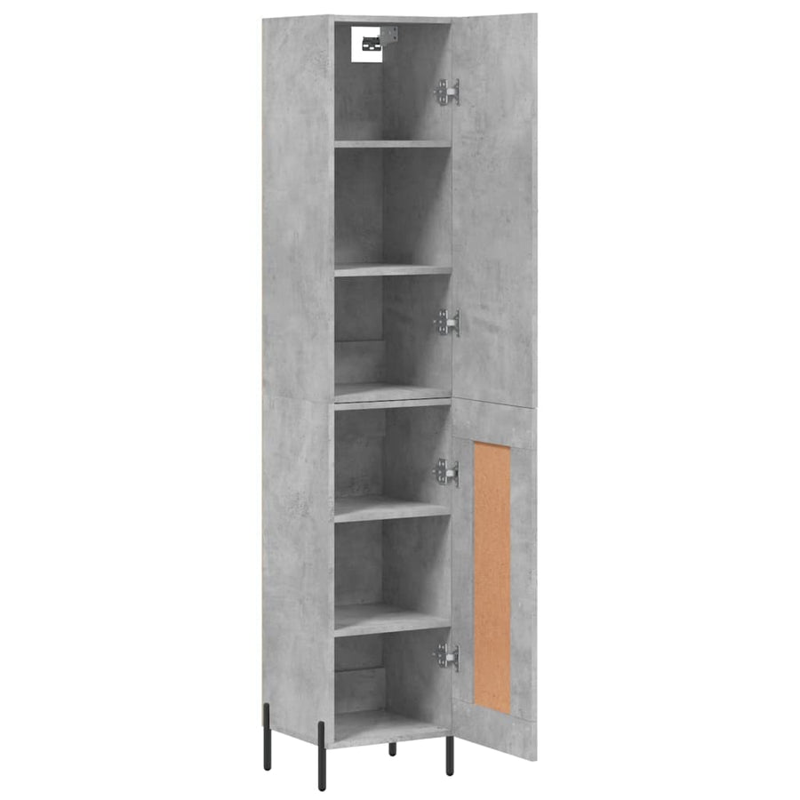 Hoge Kast 34,5X34X180 Cm Bewerkt Hout Betongrijs