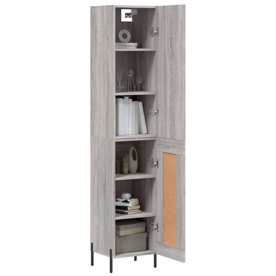 Hoge Kast 34,5X34X180 Cm Bewerkt Hout Grijs Sonoma Eikenkleurig