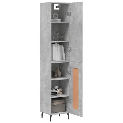 Hoge Kast 34,5X34X180 Cm Bewerkt Hout Betongrijs