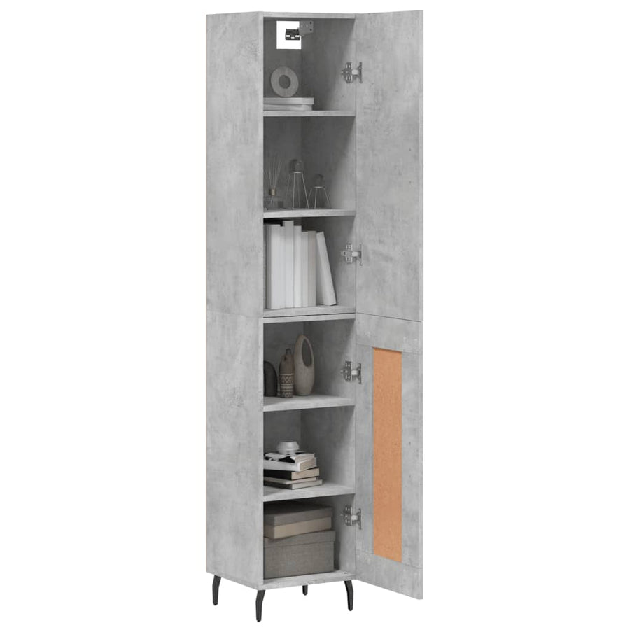 Hoge Kast 34,5X34X180 Cm Bewerkt Hout Betongrijs