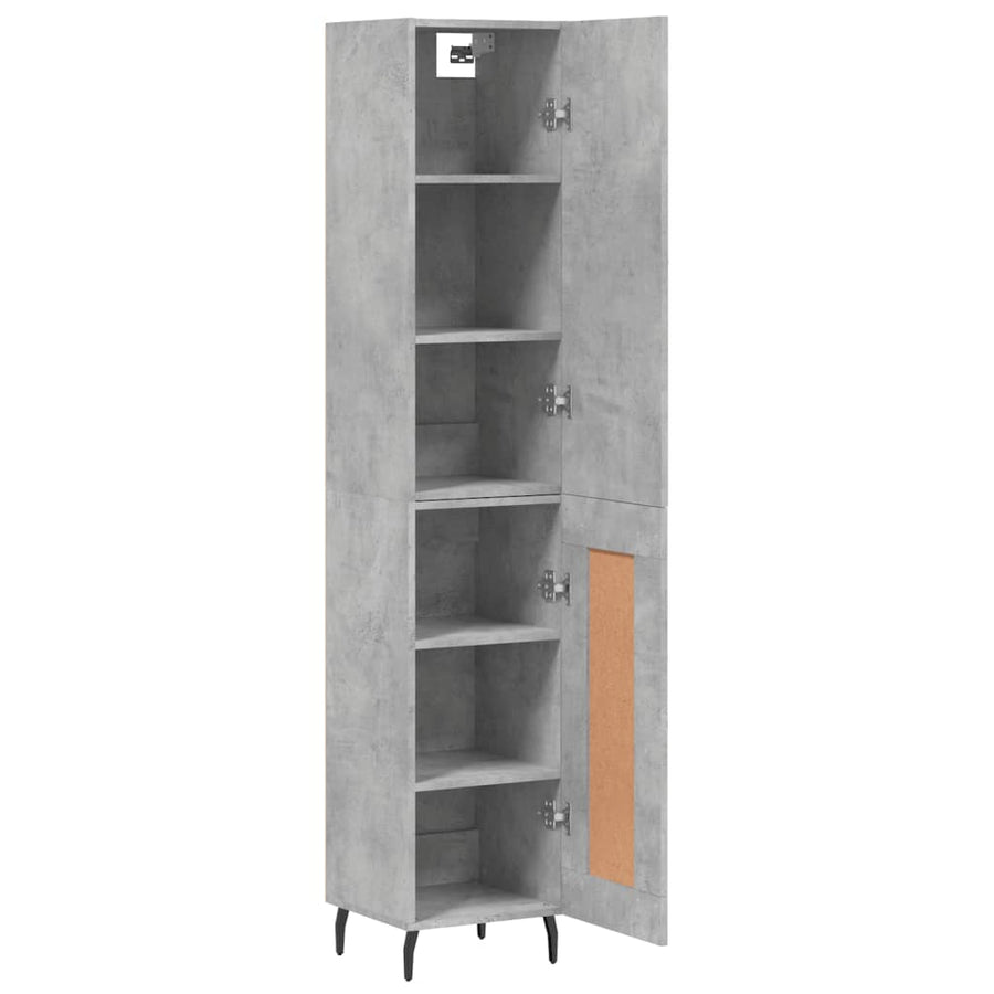 Hoge Kast 34,5X34X180 Cm Bewerkt Hout Betongrijs
