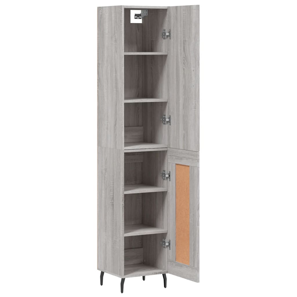 Hoge Kast 34,5X34X180 Cm Bewerkt Hout Grijs Sonoma Eikenkleurig